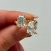 8ctw Emerald and Pear Cut Toi Et Moi Engagement Ring