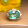 12ct East-West Cushion Cut Emerald Vintage Cocktail Ring