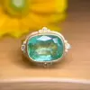 12ct East-West Cushion Cut Emerald Vintage Cocktail Ring