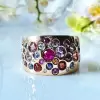 Flush Set Scatterred Multicolor Sapphire Bold Cocktail Ring