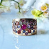 Flush Set Scatterred Multicolor Sapphire Bold Cocktail Ring
