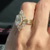 5.8ct Oval Cut Three Pieces Vintage Crown Wedding Ring Set