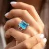 14ct Emerald Cut Aquamarine Cluster Cocktail Ring