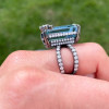 14ct Emerald Cut Aquamarine Cluster Cocktail Ring