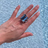 14ct Emerald Cut Aquamarine Cluster Cocktail Ring