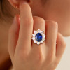 5ct Oval Cut Tanzanite Blue Sapphire Daisy Engagement Ring