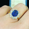 5ct Oval Cut Tanzanite Blue Sapphire Daisy Engagement Ring