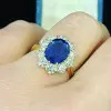 5ct Oval Cut Tanzanite Blue Sapphire Daisy Engagement Ring