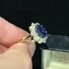 5ct Oval Cut Tanzanite Blue Sapphire Daisy Engagement Ring