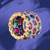 20ctw Oval Cut Multicolor Sapphire Cocktail Ring