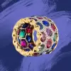 20ctw Oval Cut Multicolor Sapphire Cocktail Ring