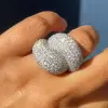 White Sapphire Paved Bypass Bold Cocktail Ring