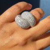 White Sapphire Paved Bypass Bold Cocktail Ring