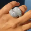White Sapphire Paved Bypass Bold Cocktail Ring