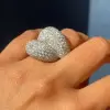 White Sapphire Paved Bypass Bold Cocktail Ring