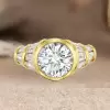 3.8ct Bezel Set Round Cut Art-deco Engagement Ring