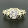 3.8ct Bezel Set Round Cut Art-deco Engagement Ring