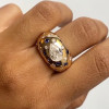 3ct Pear Cut Flush Set White and Blue Chunky Cocktail Ring