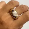 3ct Pear Cut Flush Set White and Blue Chunky Cocktail Ring