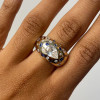 3ct Pear Cut Flush Set White and Blue Chunky Cocktail Ring