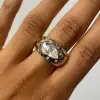 3ct Pear Cut Flush Set White and Blue Chunky Cocktail Ring