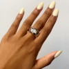 3ct Pear Cut Flush Set White and Blue Chunky Cocktail Ring