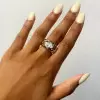3ct Pear Cut Flush Set White and Blue Chunky Cocktail Ring