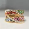 5ctw Multicolor Sapphire Intertwined Rainbow Cocktail Ring