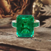 18ct Emerald Cut Channel-Set Eternity Emerald Cocktail Ring