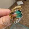 8.4ct Watermelon Tourmaline Intertwined Cocktail Ring