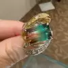 8.4ct Watermelon Tourmaline Intertwined Cocktail Ring