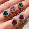 2ct Heart Cut Multicolor Double Halo Promise Ring