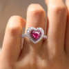 2ct Heart Cut Multicolor Double Halo Promise Ring