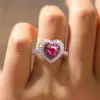 2ct Heart Cut Multicolor Double Halo Promise Ring