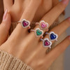 2ct Heart Cut Multicolor Double Halo Promise Ring