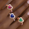 2ct Heart Cut Multicolor Double Halo Promise Ring