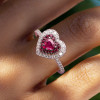 2ct Heart Cut Multicolor Double Halo Promise Ring