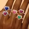 2ct Heart Cut Multicolor Double Halo Promise Ring