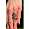 2ct Heart Cut Multicolor Double Halo Promise Ring