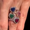 2ct Heart Cut Multicolor Double Halo Promise Ring