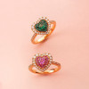 2ct Heart Cut Multicolor Double Halo Promise Ring