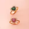 2ct Heart Cut Multicolor Double Halo Promise Ring
