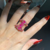 Ruby and Multicolor Sapphire Cluster Cocktail Ring