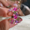 Ruby and Multicolor Sapphire Cluster Cocktail Ring