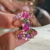 Ruby and Multicolor Sapphire Cluster Cocktail Ring