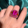 6ct Emerald Cut Fuchsia Pink Sapphire Cocktail Ring