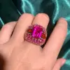 6ct Emerald Cut Fuchsia Pink Sapphire Cocktail Ring