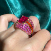 6ct Emerald Cut Fuchsia Pink Sapphire Cocktail Ring