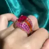 6ct Emerald Cut Fuchsia Pink Sapphire Cocktail Ring