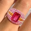 6ct Emerald Cut Fuchsia Pink Sapphire Cocktail Ring